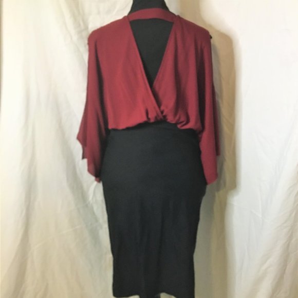 FTF Sexy Maroon Top/Black Spandex Pencil Dress 2X - Picture 2 of 12